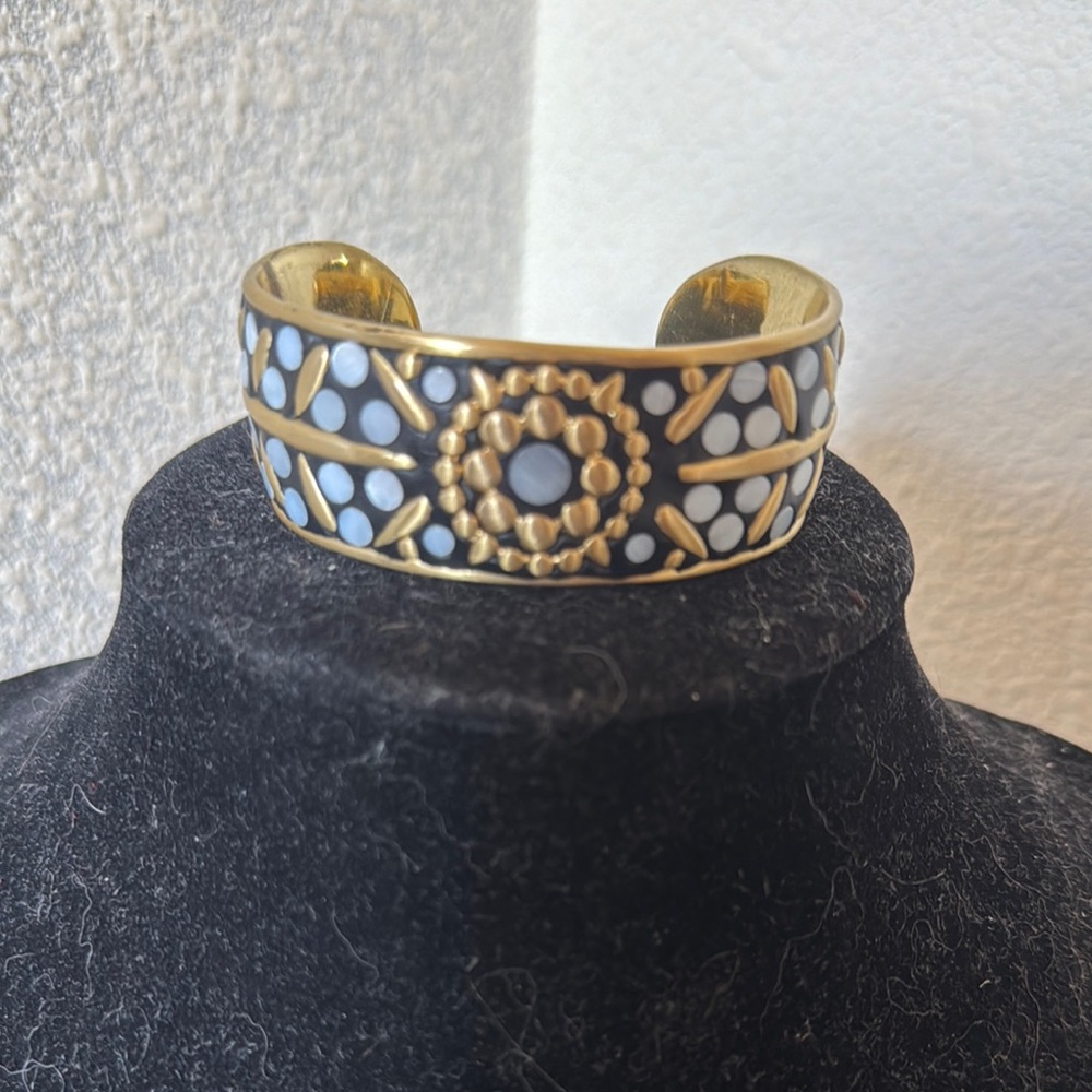 Lucky Brand Gold-like, blue, and Black Cuff Bracelet